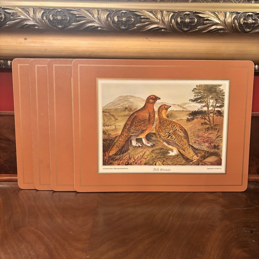 Vintage Pimpernel Red Grouse Cork Back Placemats Set‎ of 4 Wildlife Bird